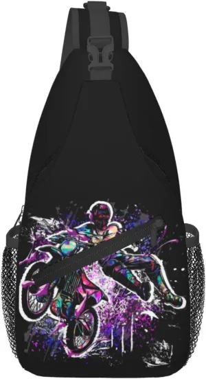 Motocross Dirt Bike Racing Flying Jump Sling Bag Adjustable Crossbody Bag Casual Chest Bags Travel Shoulder Backpack