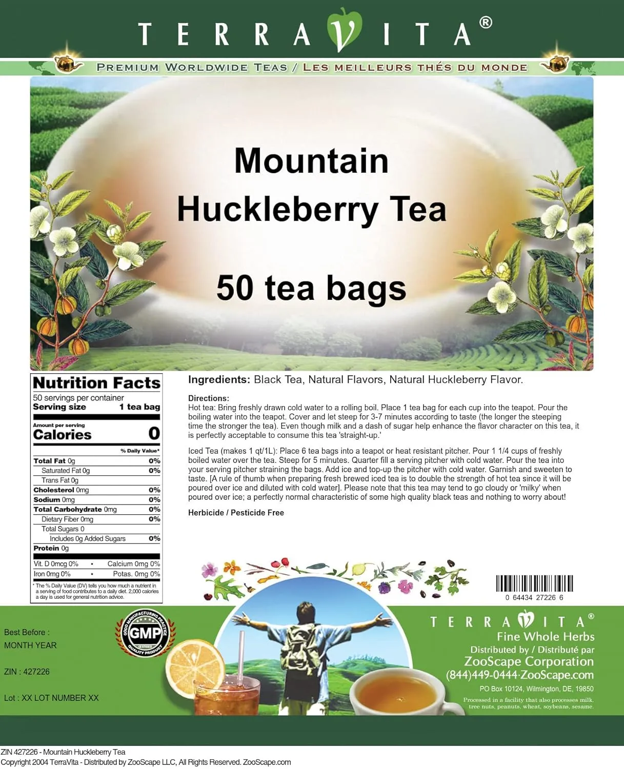 Mountain Huckleberry Tea (50 tea bags, ZIN: 427226)