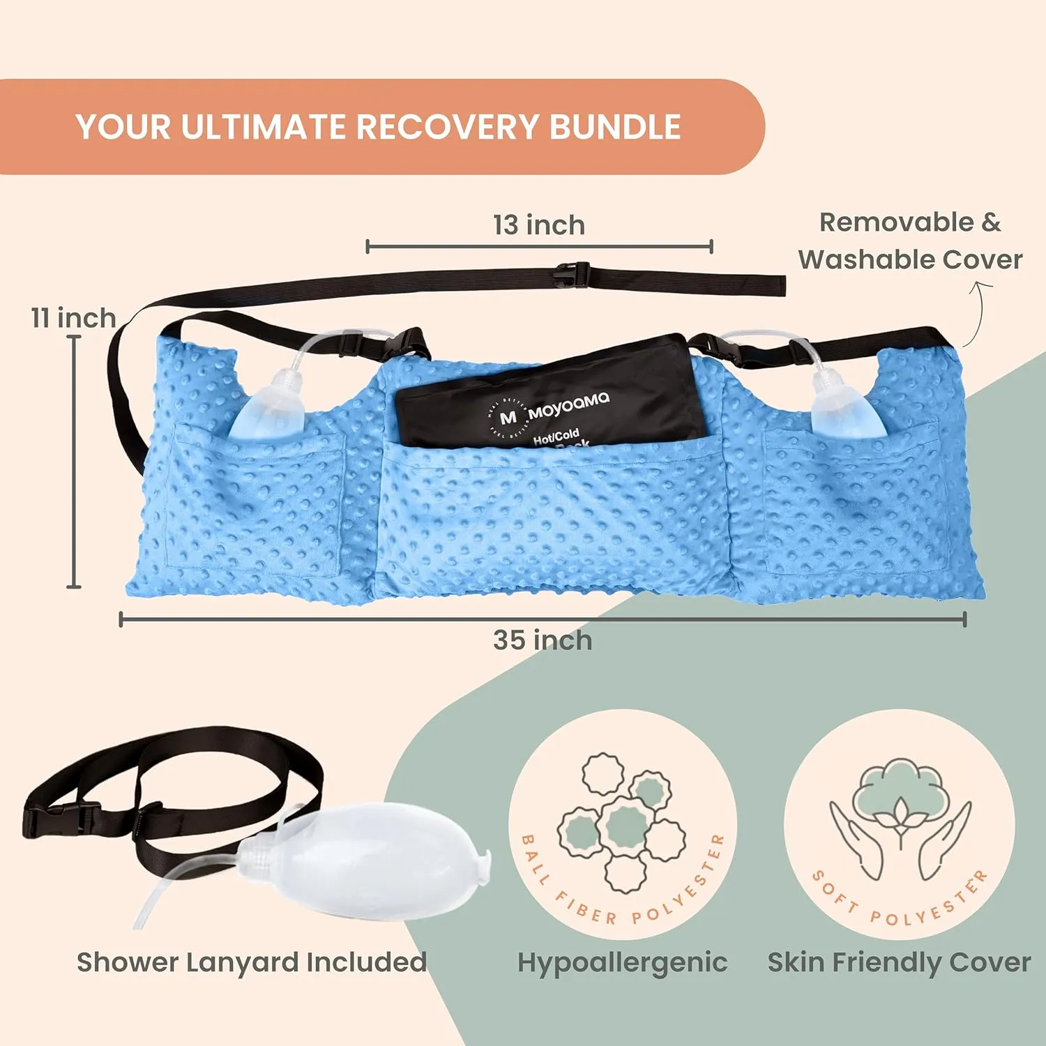 MOYOAMA Post Mastectomy Pillow - Mastectomy Pillows Post Op, Breast Pillow for Breast Surgery Recovery Supplies and Lumpectomy Recovery Supplies, After Mastectomy Must Haves, Breast Reduction Pillow