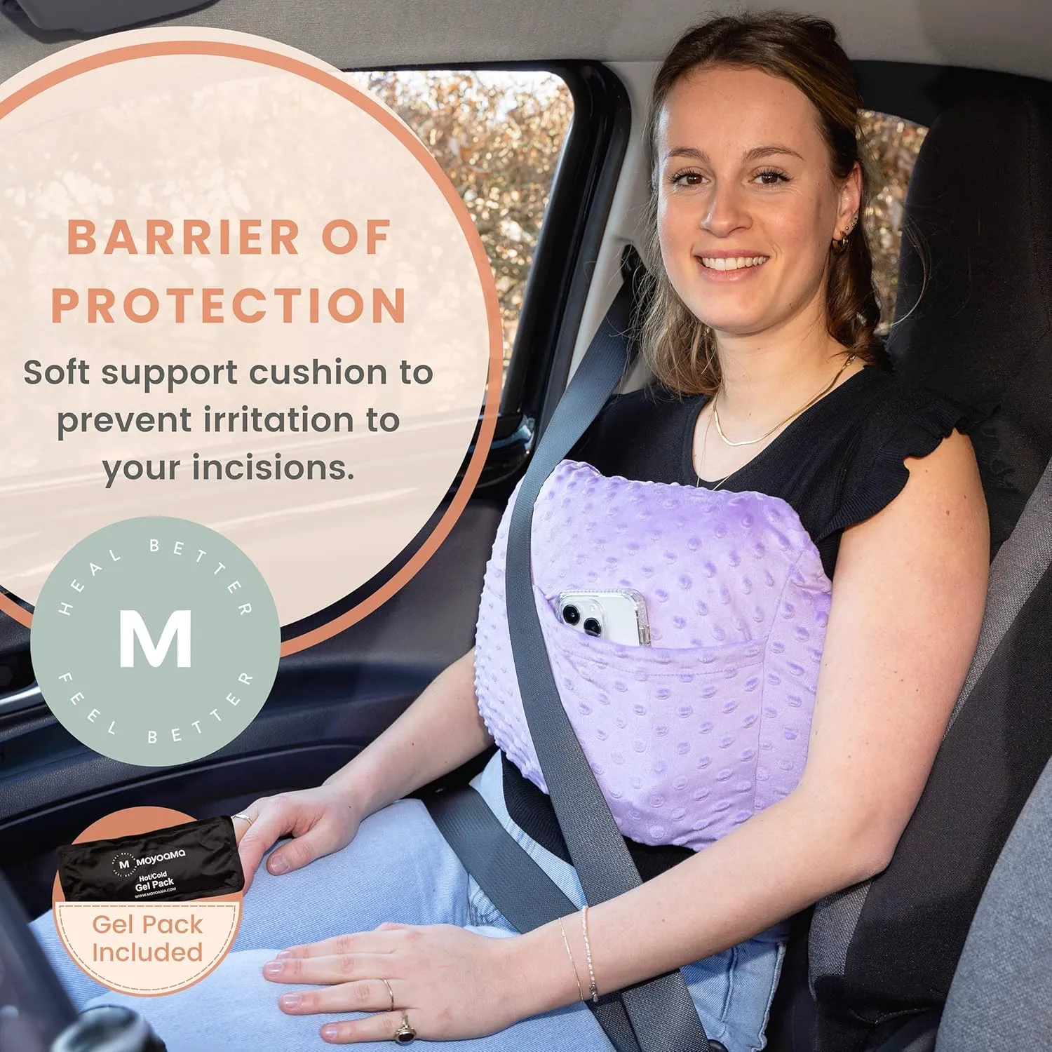 MOYOAMA Post Mastectomy Pillow - Post Surgery Pillow for Car, Breast Reduction & Augmentation Patients, Breast Pillow After Heart Surgery Pillow, Mastectomy Recovery Must Haves, Post Surgery Gift