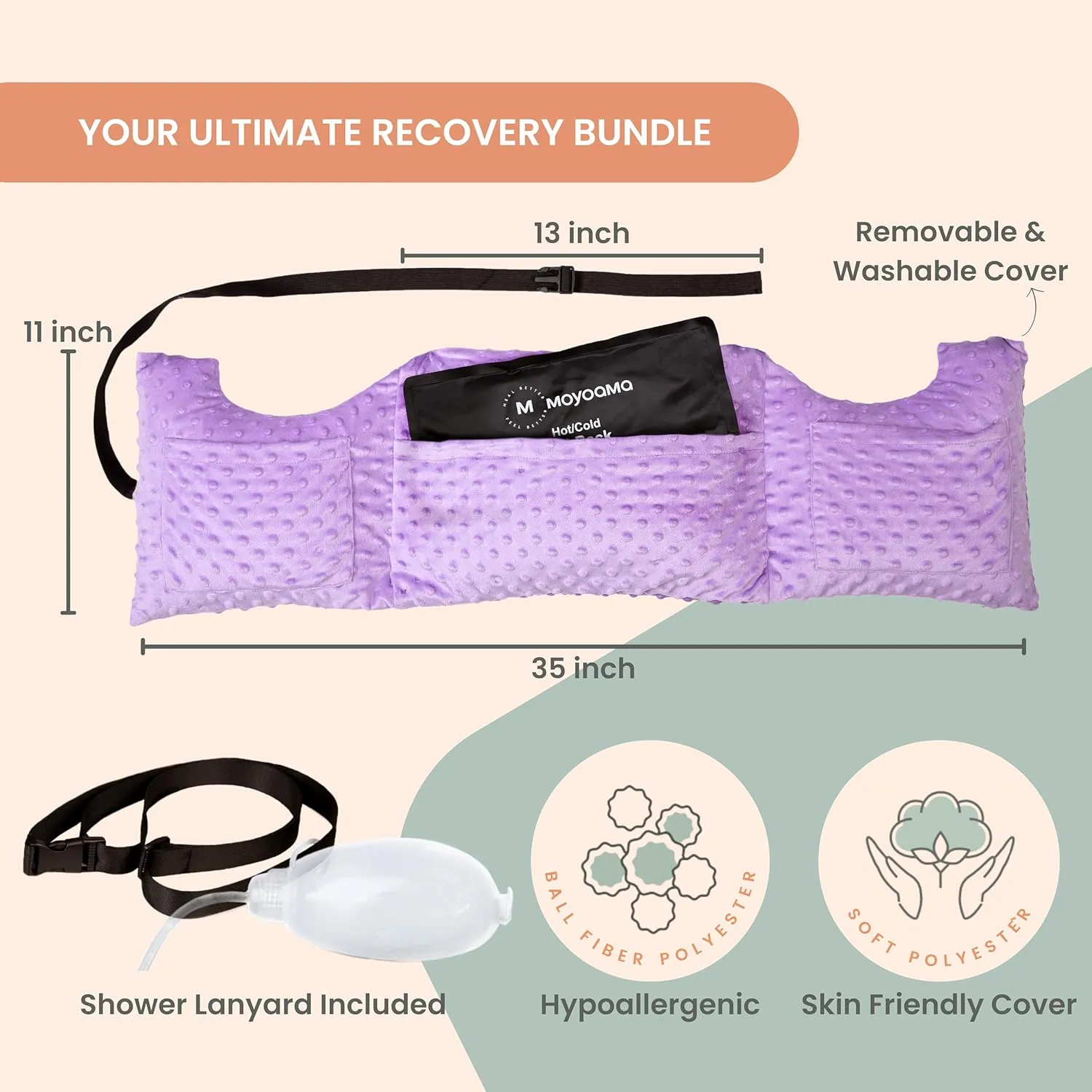 MOYOAMA Post Mastectomy Pillow - Post Surgery Pillow for Car, Breast Reduction & Augmentation Patients, Breast Pillow After Heart Surgery Pillow, Mastectomy Recovery Must Haves, Post Surgery Gift