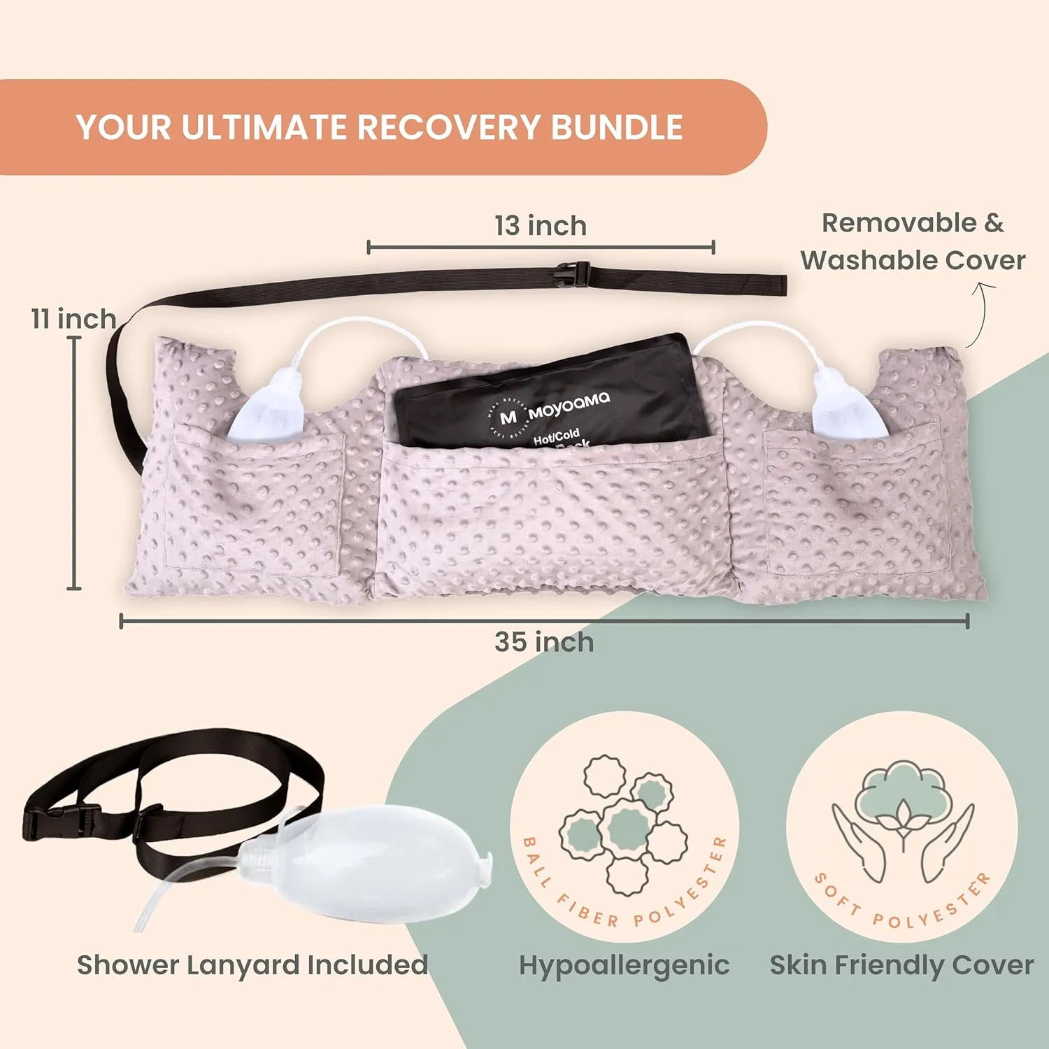 MOYOAMA Post Mastectomy Pillow - Post Surgery Pillow for Car, Breast Reduction & Augmentation Patients, Breast Pillow After Heart Surgery Pillow, Mastectomy Recovery Must Haves, Post Surgery Gift