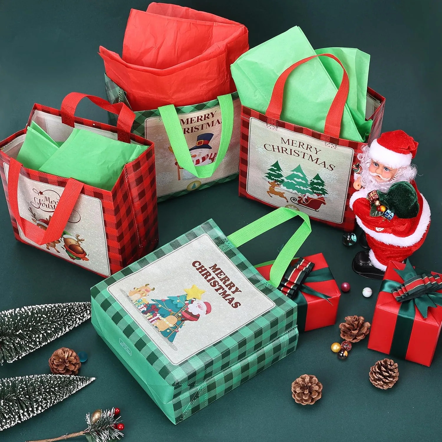 Mr. Pen- 12 Pcs Xmas Gift Totes, Reusable Christmas Bags for Holidays