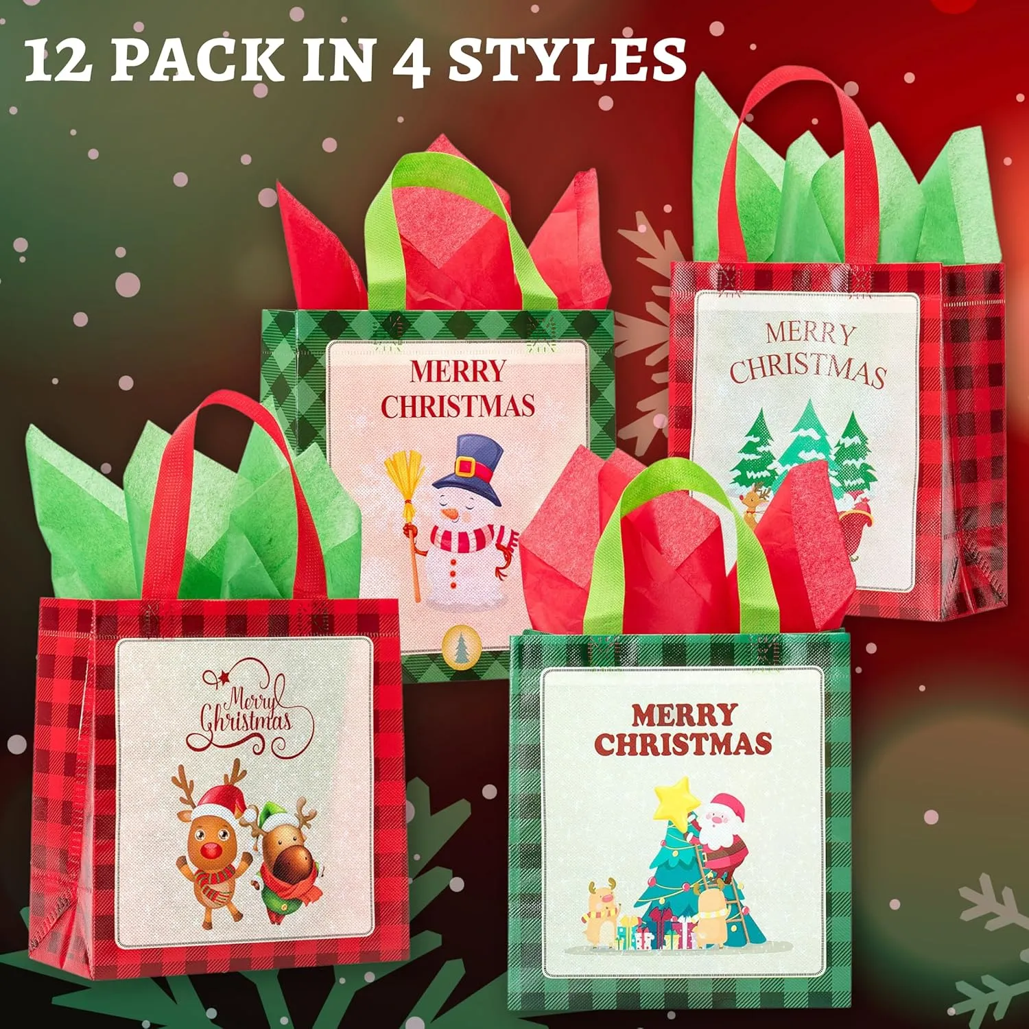 Mr. Pen- 12 Pcs Xmas Gift Totes, Reusable Christmas Bags for Holidays