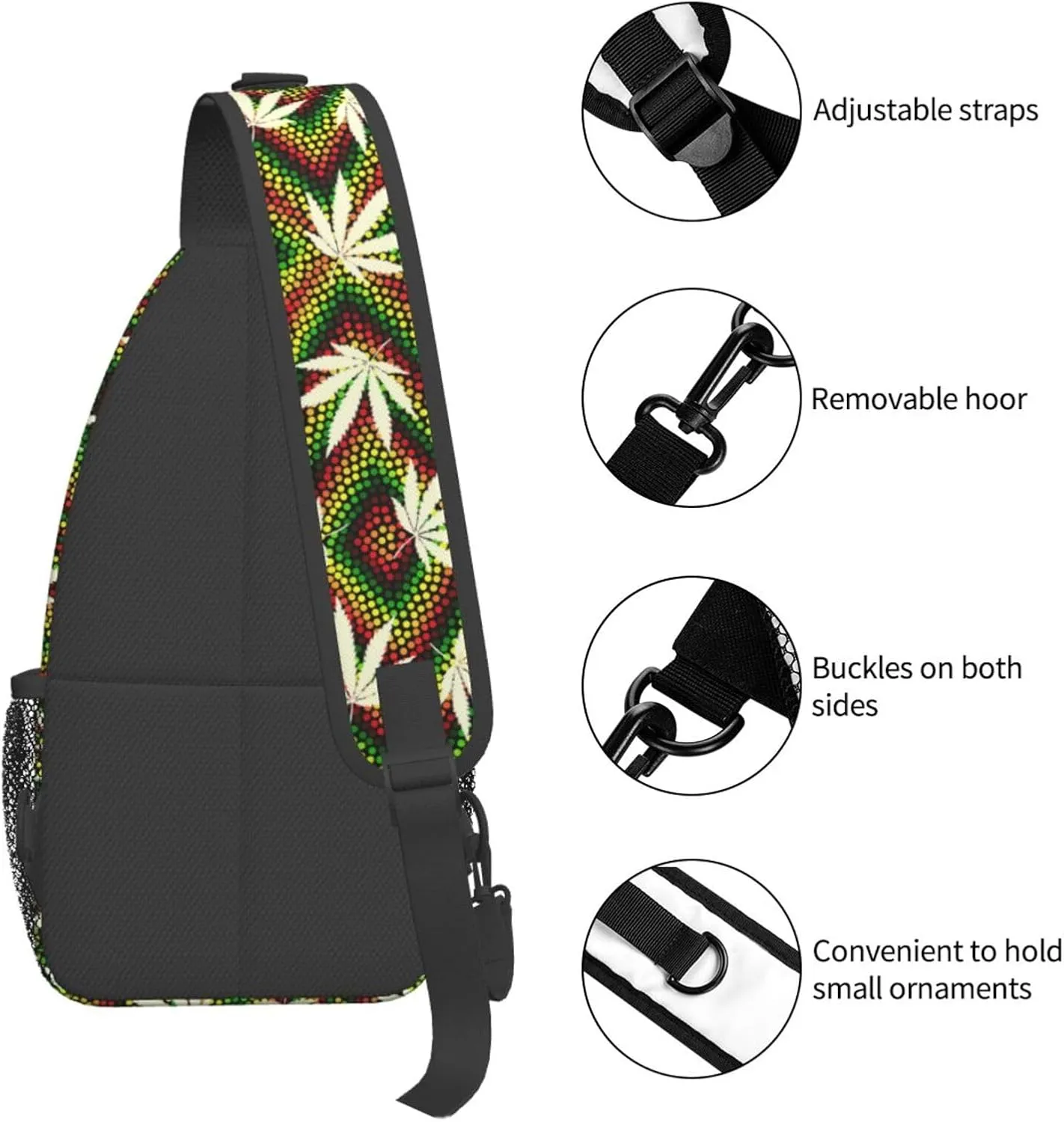 Mushroom Crossbody Bag Adjustable Sling Bag Casual Chest Bags Travel Shoulder Backpack