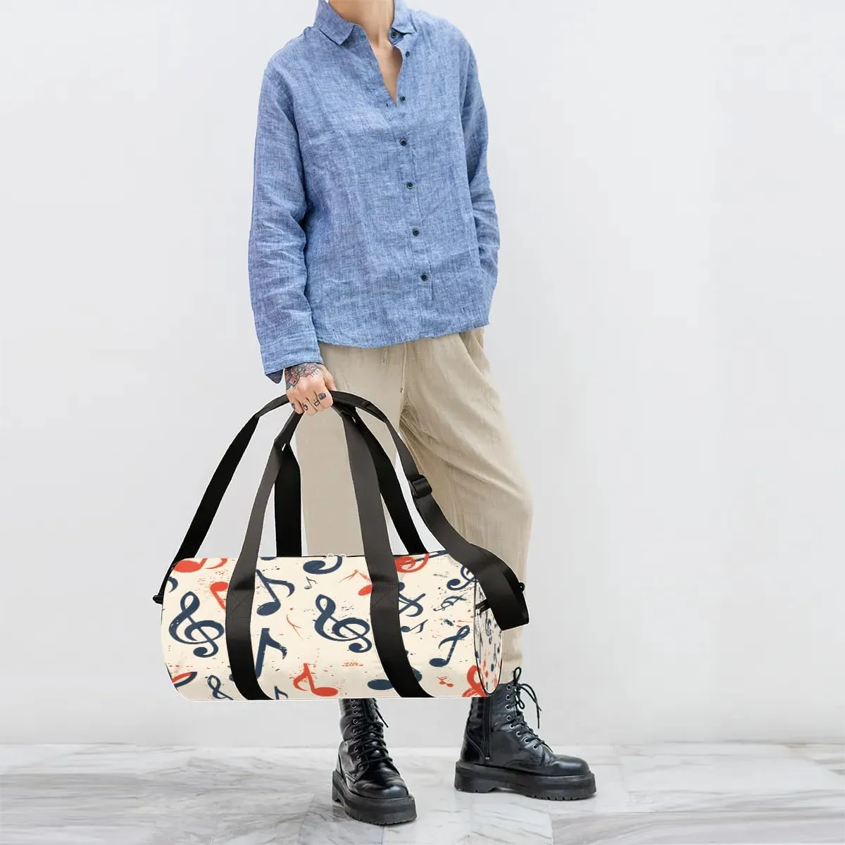 Musical Notes Rhythm Travel Duffle Bag Gym Bag for Women Men Lightweight Carry on Duffel Bag for Sports Gyms Weekend Getaway