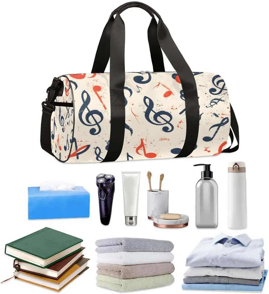 Musical Notes Rhythm Travel Duffle Bag Gym Bag for Women Men Lightweight Carry on Duffel Bag for Sports Gyms Weekend Getaway