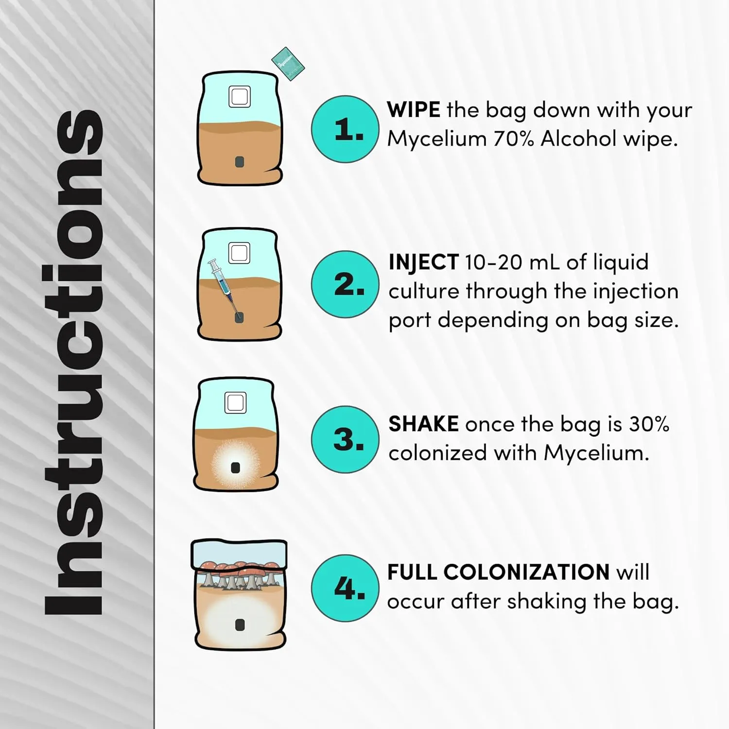 Mycelium Mushroom Growing Kit, King Trumpet Gourmet I Oak & Soy Hull Substrate I High Yield Proprietary Mix I Sterile Grow Bag with 20ml Liquid Culture Syringe for Starter & Pro Home Growers, 5lbs