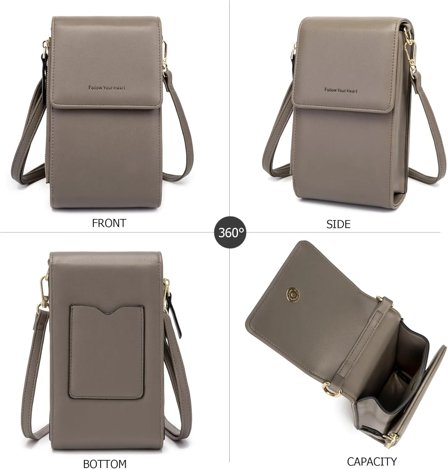 myfrdiay Roomy Pocket Small Crossbody Purse for Women, Flap Mini Shoulder Bag with 4 Credit Slots
