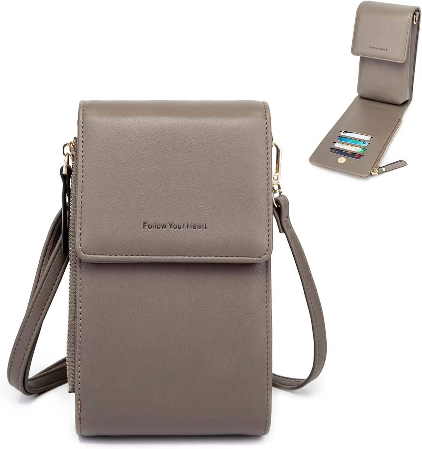 myfrdiay Roomy Pocket Small Crossbody Purse for Women, Flap Mini Shoulder Bag with 4 Credit Slots