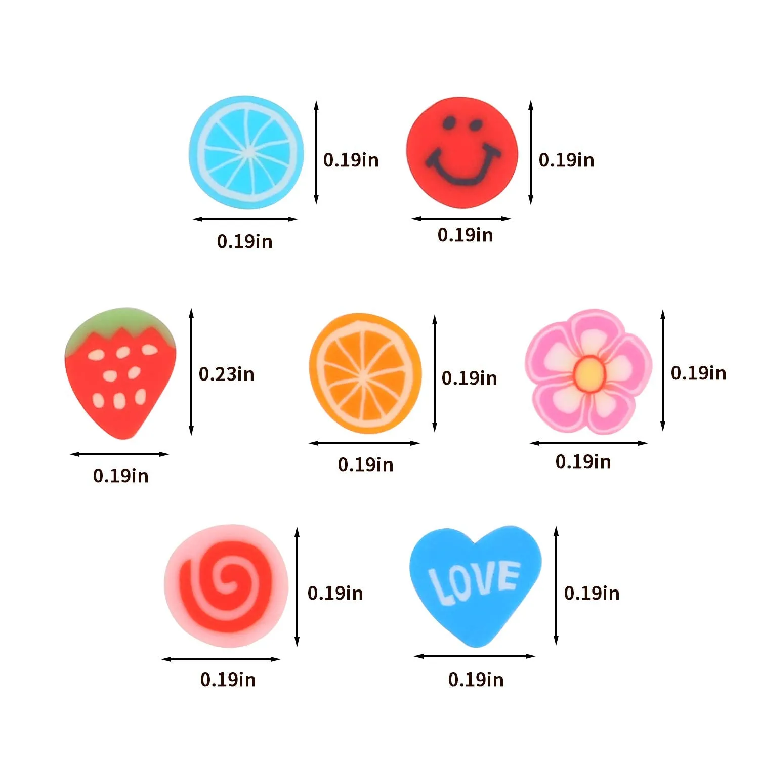Nail Art Slices,3D Assorted Slices Fruit Animal Flower Polymer Clay Slices for Slime Craft,4500Pcs,1/5 Inche