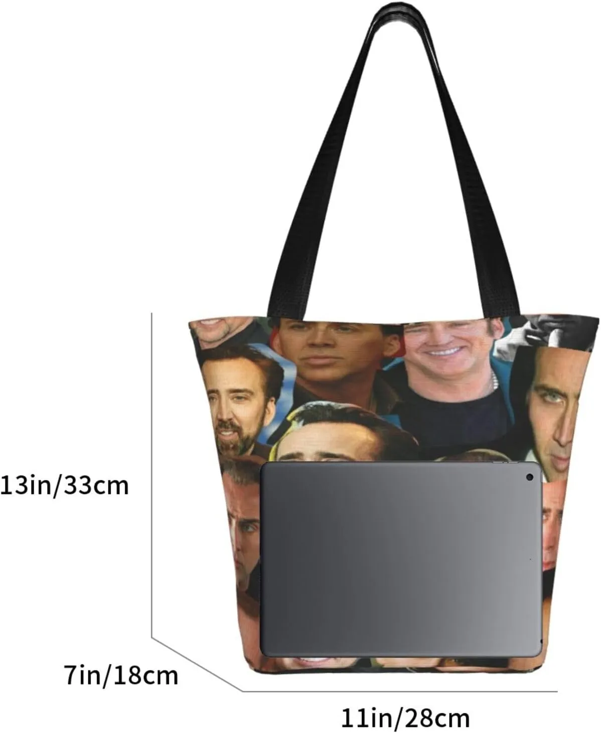 Nic-olas Cage Reusable Grocery Shopping Bags,Tote Bag Storage Casual Handbag For Shopping Beach Travel Work
