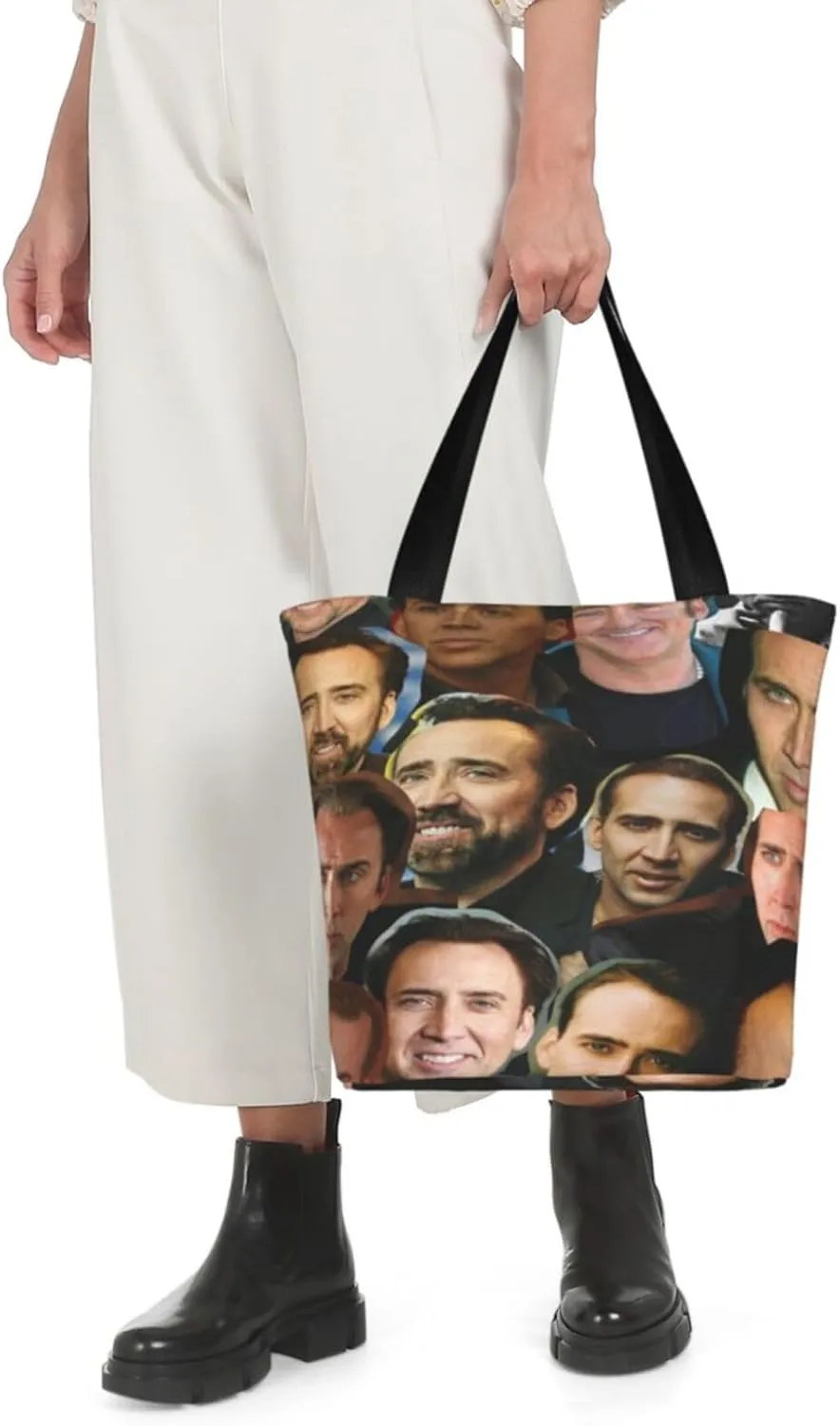Nic-olas Cage Reusable Grocery Shopping Bags,Tote Bag Storage Casual Handbag For Shopping Beach Travel Work
