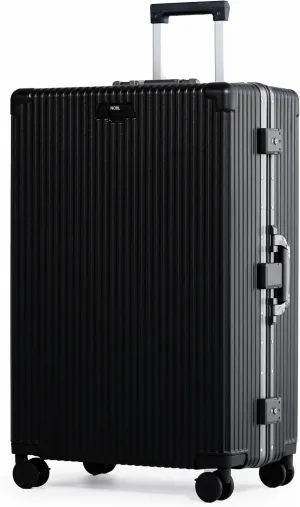 Nobl Travel Zipperless Check In Suitcase - Aluminum Frame, Check In luggage 30.25x20x12 Airline Approved by Noble Travel - Unbreakable Polycarbonate Shell - Dual TSA Locks, 360° Spinner Wheels - Black