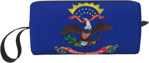 North Dakota State Flag print Cosmetic Makeup Bags Pouch with Zipper Makeup Bag Travel Cosmetic Bags,Travel Toiletry Case