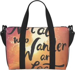 Not All Who Wander Are Lost Travel Bag for Women Men Weekender Bags Carry on Overnight Bag Tote Bag Yoga Gym Bag for Gym, Work, Weekend, Travel, Personal Items