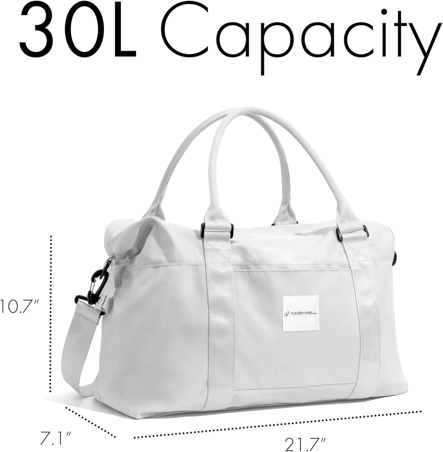 (Not Made In China) 2 Pack, Travel Duffle Bag For Women, Women's Gym and Travel Tote, Overnight Weekender Bags, Carry On With Shoulder Strap, Luggage Sleeve and Anti-Theft Pocket (Light Gray)