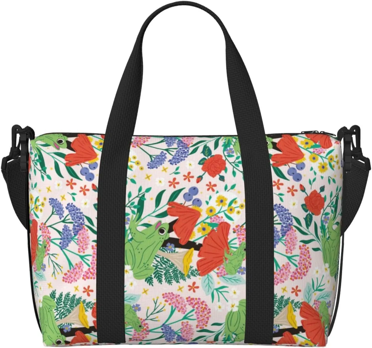 Novastar Laptop Tote Bag for Women Work - Mushroom and Frogs Overnight Weekender Bags for Women Travel, Gym Bag for Women Men, Personal Item Crossbody Travel Bags for Women Men Carry On