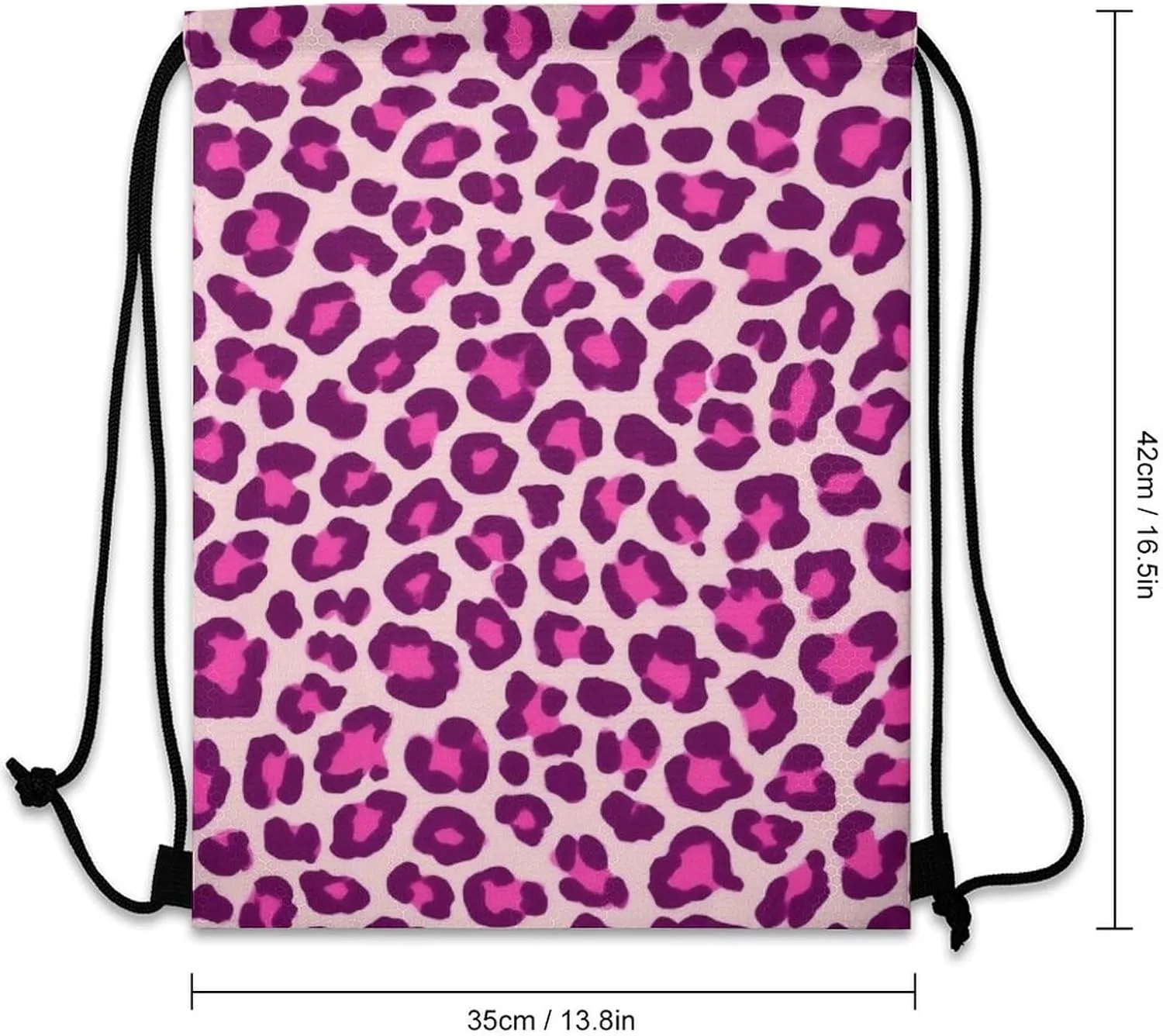 Novelty Handbag Shoulder Bag, Large Capacity Cheetah Leopard Print Floral Pink Lightweight Portable Backpack for Travel, Waterproof Sack Bags Drawstring Bags