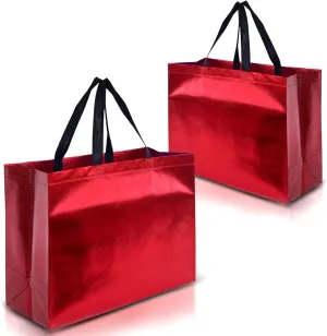 Nush Nush Red Gift Bags XL Size – Set of 12 Reusable Extra Large Red Gift Bags With Handles - Perfect As Birthday Gift Bags, Party Bags, Goodie Bags, Party Favor Bags – 15.5W x 6D x 12H Size,Red - XL
