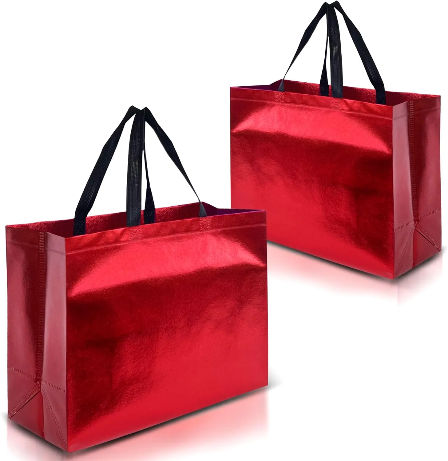 Nush Nush Red Gift Bags XL Size – Set of 12 Reusable Extra Large Red Gift Bags With Handles - Perfect As Birthday Gift Bags, Party Bags, Goodie Bags, Party Favor Bags – 15.5W x 6D x 12H Size,Red - XL