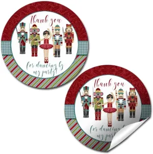 Nutcracker Ballet Themed Christmas Holiday Thank You Sticker Labels, 40 2" Party Circle Stickers by AmandaCreation, Great for Party Favors, Envelope Seals & Goodie Bags