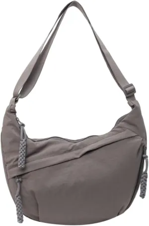 Nylon Crossbody Bags for Women, Trendy Medium Crescent Bag, Lightweight Woman Over Shoulder Purse with Zipper