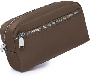 Nylon Female cosmetic bags Canvas toiletry bags Wash bags with large capacity Simple design (Nylon/Brown)