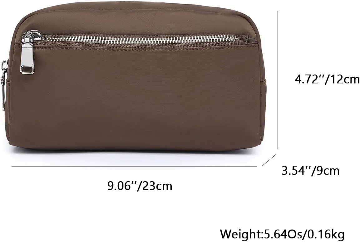 Nylon Female cosmetic bags Canvas toiletry bags Wash bags with large capacity Simple design (Nylon/Brown)
