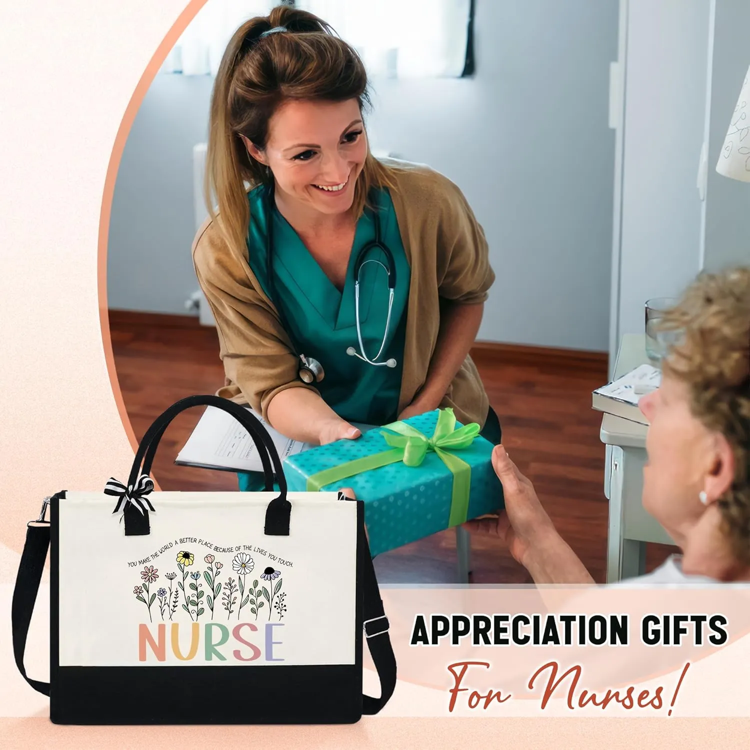 OASSIE Teacher Appreciation Gifts - Canvas Tote Bag 13oz With Zipper - Teacher's Day Birthday Thank You Gifts for Teachers