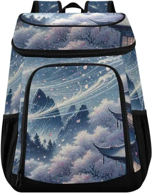 ODAWA Cooler Backpack Waterproof Beach Cooler Bag Blossom Storm Moon Lunch Backpack Lightweight Camping Bags