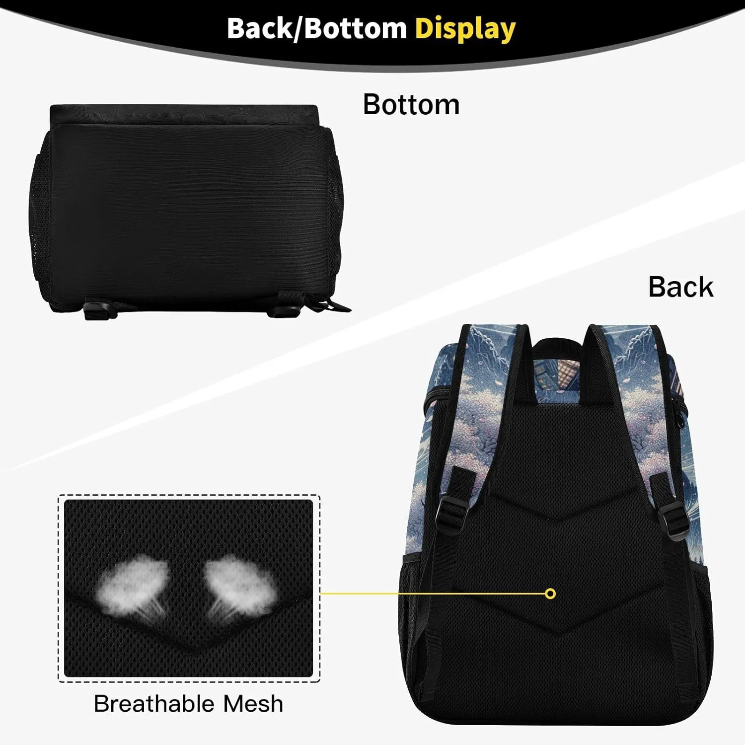 ODAWA Cooler Backpack Waterproof Beach Cooler Bag Blossom Storm Moon Lunch Backpack Lightweight Camping Bags