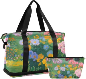 Oil Painting Summer Color Mysterious Garden Duffel Bags Weekender Duffel Bag with Adjustable Strap for Travel Large Capacity