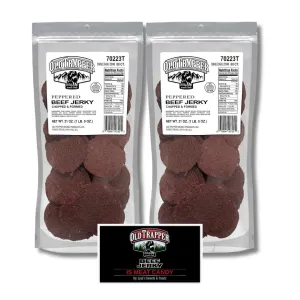 Old Trapper Double Eagle Beef Jerky Gift Set - Peppered - Pack of 2, 21 Oz. Bags (80 Pieces Per Bag) with Bonus Old Trapper Magnet by Lyza's Sweets & Treats