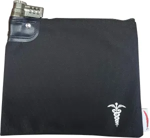 Opioid Anti Diversion Bag Combination Keyed Lockable Storage Case (Black)