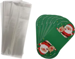 ORFOFE 50Sets Christmas Festival Dessert Package Bags Wrapping Bags for Homemade Pastries Cookies and Holiday Celebrations and present Giving