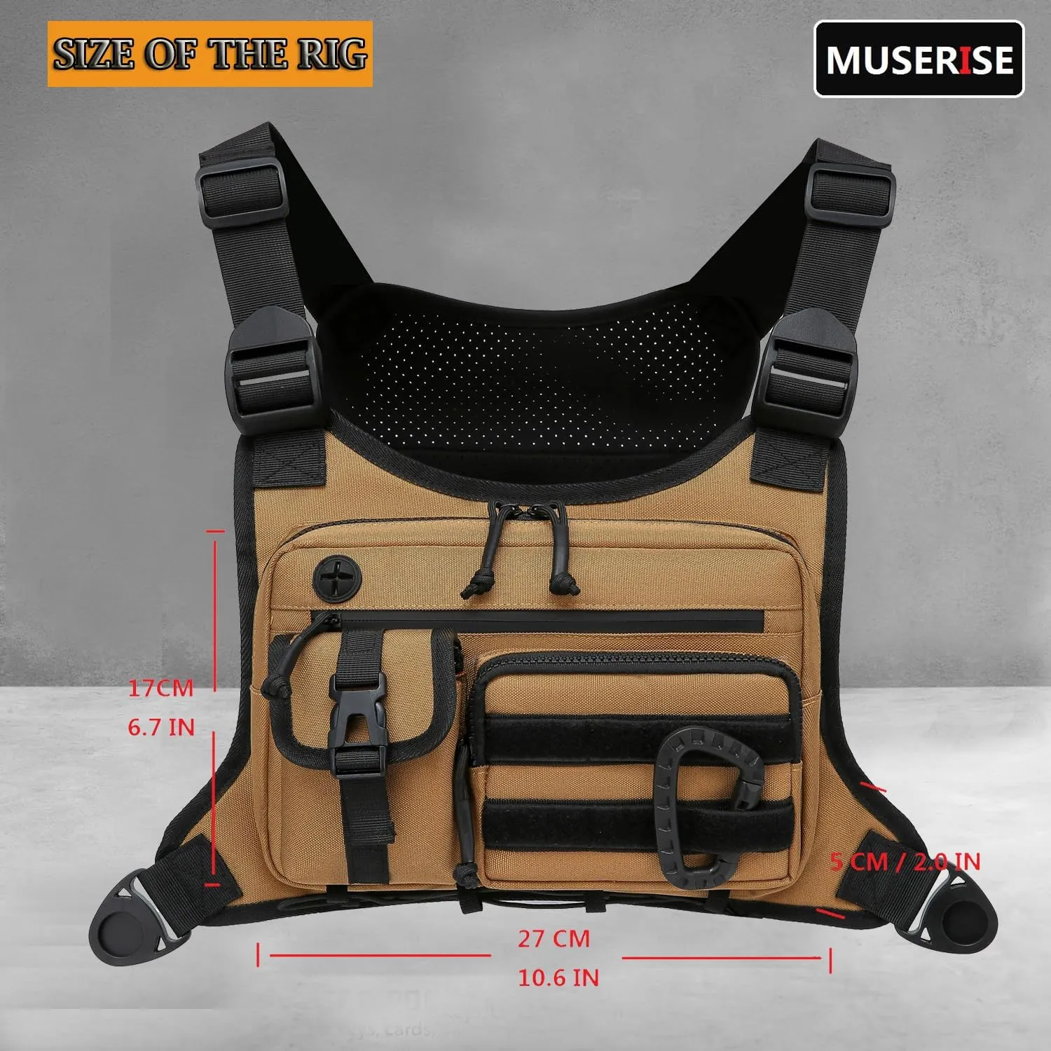 Outdoor Chest Bag For Men and Women, Tactical Vest For Running, Cycling, EDC Chest Pack Rig For Sports and Workouts