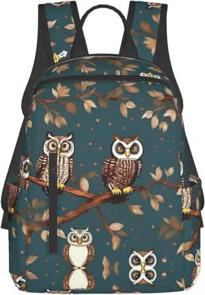Owls On Tree Branches Print Lightweight Backpack, Travel Bookbag College Bag,Laptop Backpack For Men Women