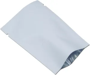 PABCK 100 Pieces White Metallic Mylar Foil Open Top Sealable Bags 4.7x7.1 inch Vacuum Heat Seal Pouches for Food Storage Packaging with Tear Notches