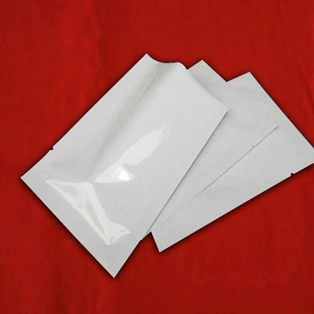 PABCK 500 Pieces White Metallic Mylar Foil Open Top Sealable Bags 2.4x3.5 inch (2x3.1 inch Inner Size) Vacuum Heat Seal Pouches for Food Storage Packaging with Tear Notches
