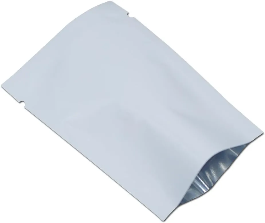 PABCK 500 Pieces White Metallic Mylar Foil Open Top Sealable Bags 2.4x3.5 inch (2x3.1 inch Inner Size) Vacuum Heat Seal Pouches for Food Storage Packaging with Tear Notches