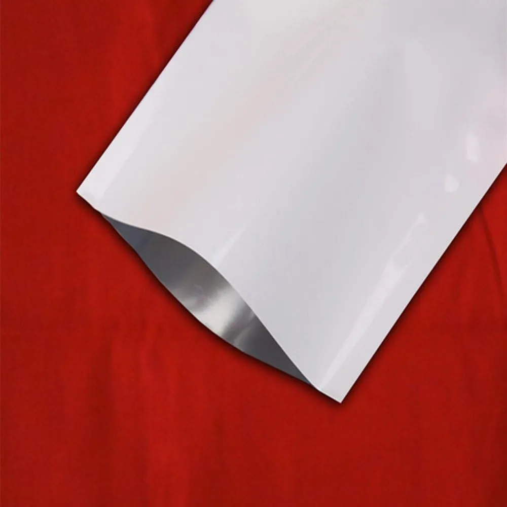 PABCK 500 Pieces White Metallic Mylar Foil Open Top Sealable Bags 2.4x3.5 inch (2x3.1 inch Inner Size) Vacuum Heat Seal Pouches for Food Storage Packaging with Tear Notches
