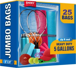 [PACK OF 25] Extra X-Large Big 5 Gallon Storage Bags For Food Prep, Travel, Organization, Moving or Storage, 2 Mil. Thick, 18" x 24",