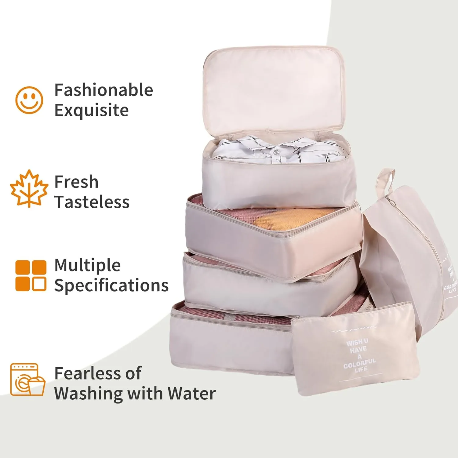 Packing Cubes Storage Luggage Organizers Bags 11 set for Travel Clothing Classification Storage Bag (Beige, 11 Pieces)