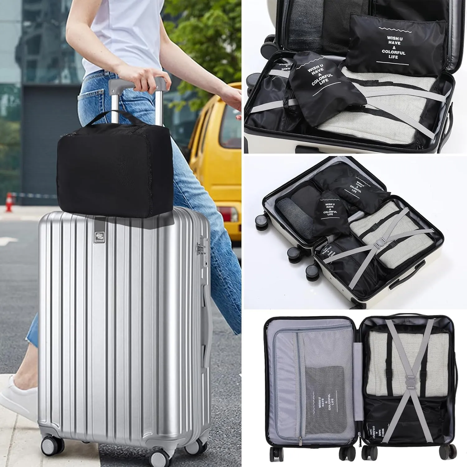 Packing Cubes Storage Luggage Organizers Bags 9 set for Travel Clothing Classification Storage Bag (Navy Blue, 9 Pieces)