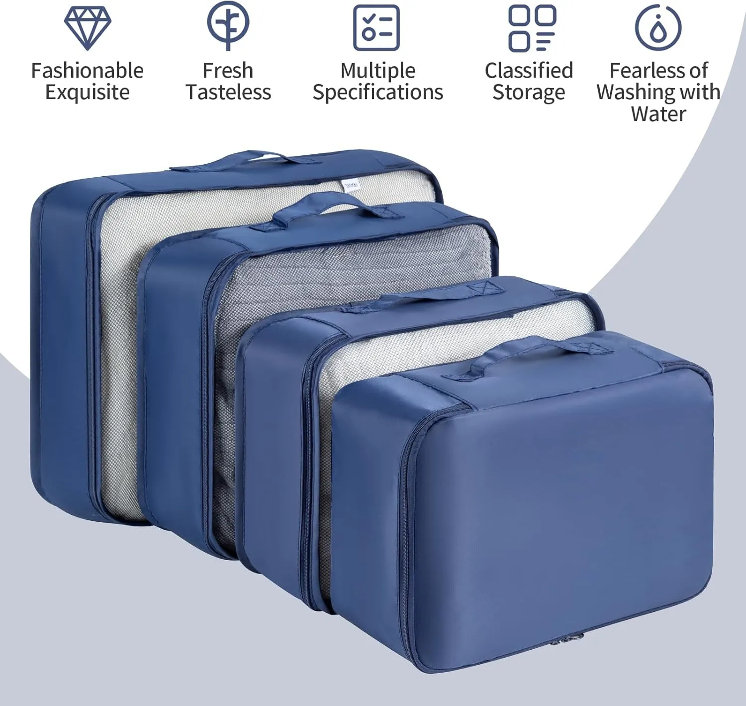 Packing Cubes Storage Luggage Organizers Bags 9 set for Travel Clothing Classification Storage Bag (Navy Blue, 9 Pieces)