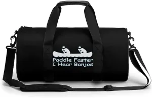 Paddle Faster I Hear Banjos Compact Gym Bag Travel Duffel Bags Lightweight Foldable Sports Tote Gymbag