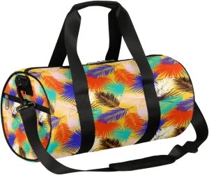 Palm Leaves Bright Gym Bag Small Gym Duffel Bags for Men Women Overnight Weekender Bag Lightweight Sport Duffle Bag Carry On Gymbag