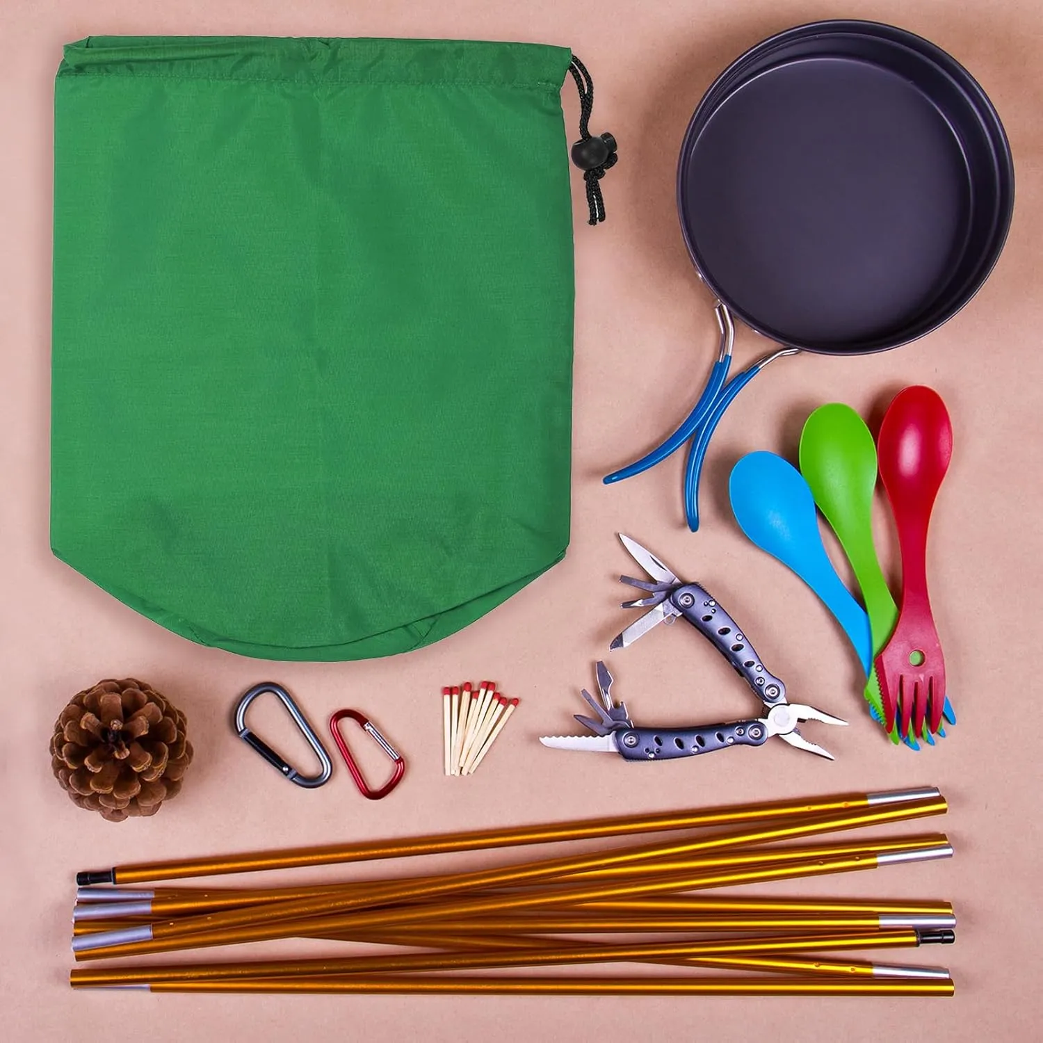 PATIKIL Stuff Sack, Waterproof Outdoor Storage Sack Portable Drawstring Dust Flap Bag for Camping Hiking