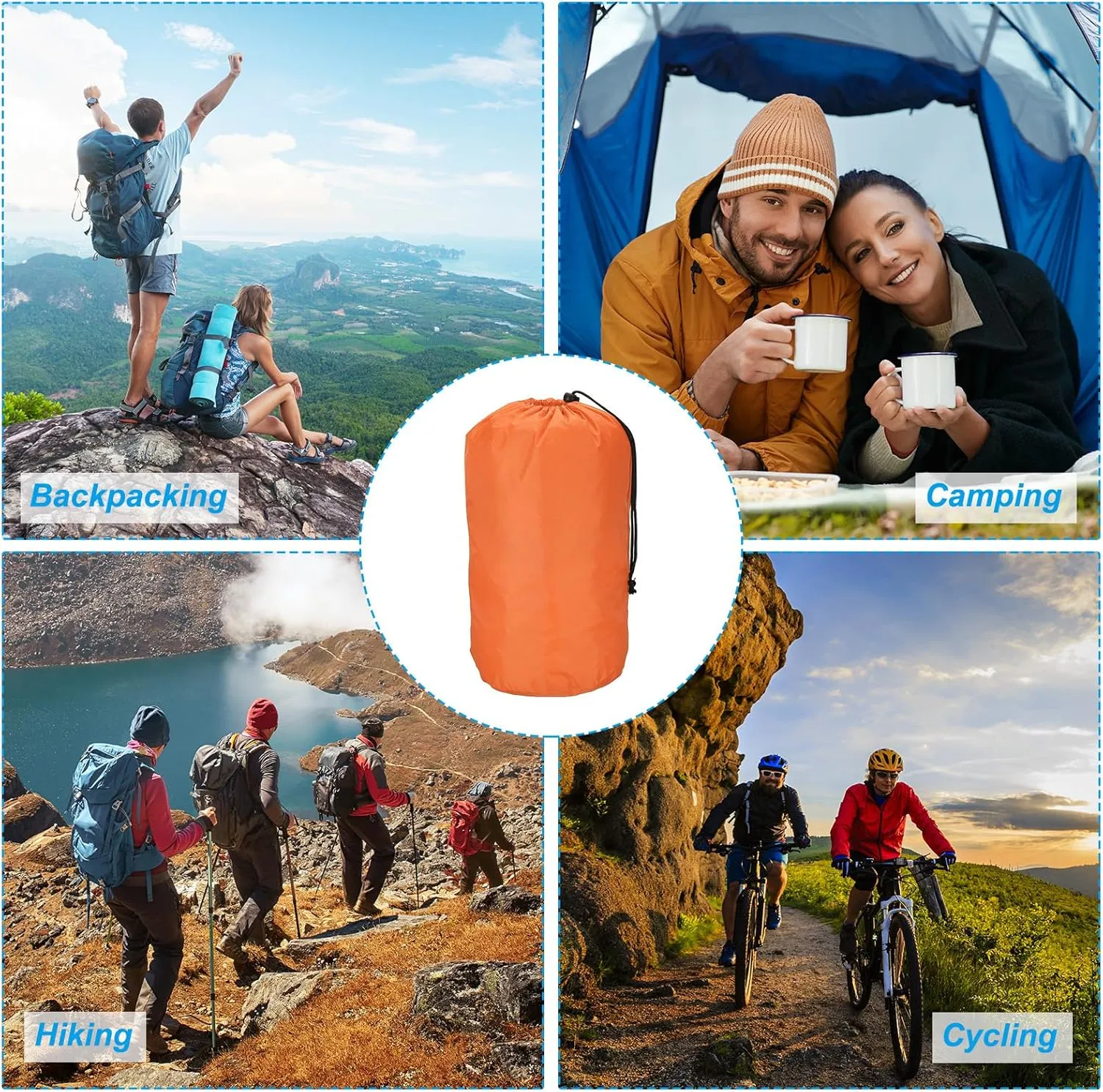 PATIKIL Stuff Sack, Waterproof Outdoor Storage Sack Portable Drawstring Dust Flap Bag for Camping Hiking